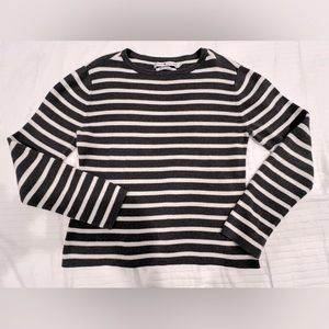 NWOT Tommy Hilfiger Gray & White Striped 100% Cotton Heavy Sweater Size Large